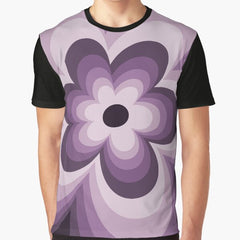 Retro style purple flower silhouettes Graphic T-Shirt