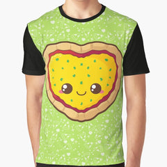 Heart Pizza [Green] Graphic T-Shirt
