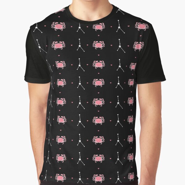Cancer Love Pattern Black Graphic T-Shirt