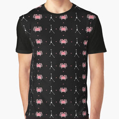 Cancer Love Pattern Black Graphic T-Shirt