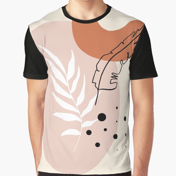 Abstract Minimal Leaves Graphic T Shirt