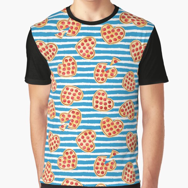 Heart Shaped Pizza (blue) Graphic T-Shirt