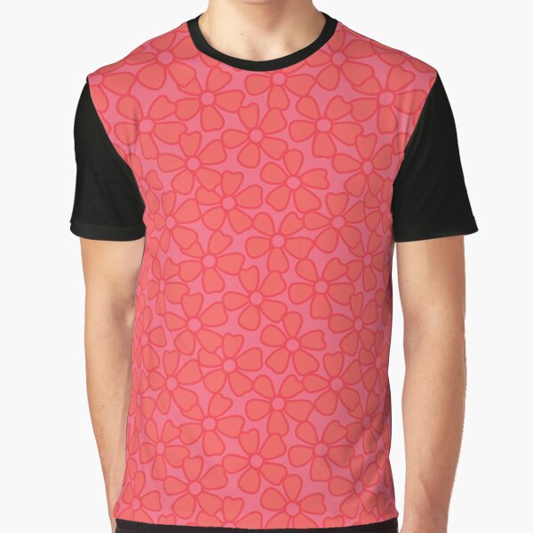 Pink and Orange Flower Power 60s Print Graphic T-Shirt