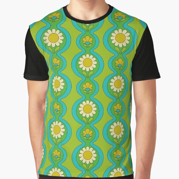 Flower Chain Pattern green Graphic T-Shirt