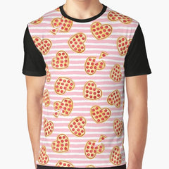 Heart Shaped Pizza (pink) Graphic T-Shirt