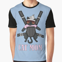 Baby Pink Black Cat Mom Graphic T-Shirt