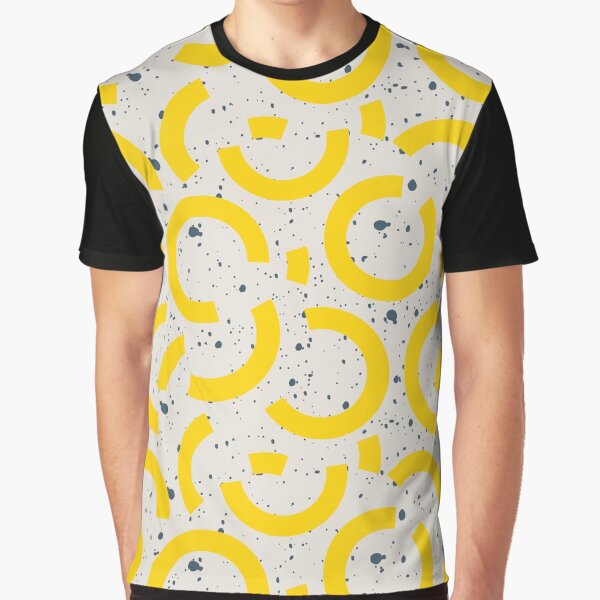 Abstract Yellow Arcs On Grey Speckled Background Graphic T Shirt