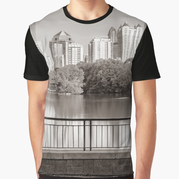 Atlanta Midtown Reflection From Piedmont Park - Sepia Edition Graphic T-Shirt