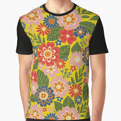 Colorful Hippie Boho Retro 70s Floral Graphic T-Shirt