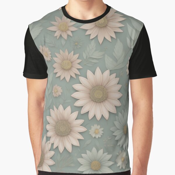 3D Retro Inspired Sunflower Watercolor Pattern Graphic T Shirt