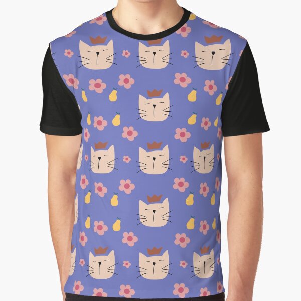 Cute Cat Face Pattern Cat And Cat Mom Matching Graphic T-Shirt