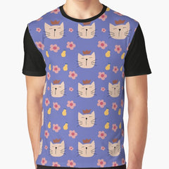 Cute Cat Face Pattern Cat And Cat Mom Matching Graphic T-Shirt