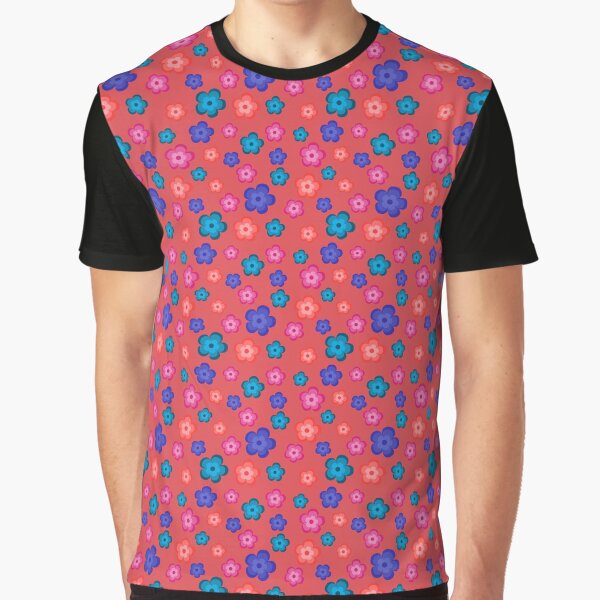 Retro flower power colorful hippie 70s red Graphic T-Shirt