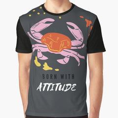 Zodiac sign Cancer Born with Attitude Graphic T-Shirt