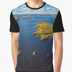 Aerial View of Fall Colors on Island Lake Reservoir, Northern Minnesota, Duluth, early October Graphic T-Shirt