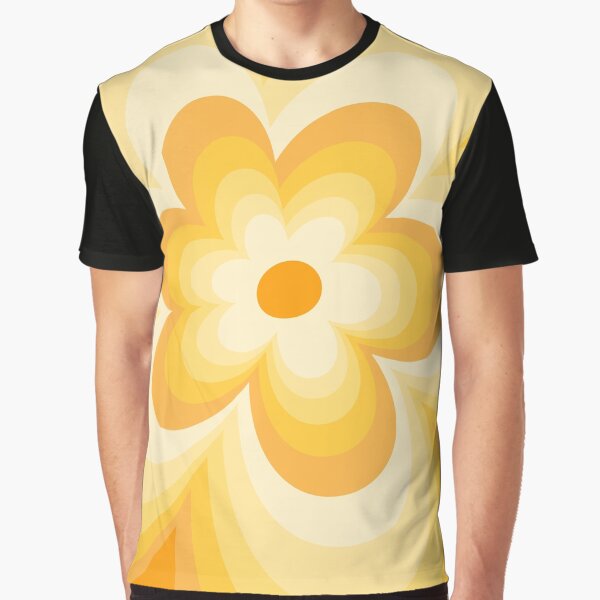Retro style yellow flower silhouettes Graphic T-Shirt