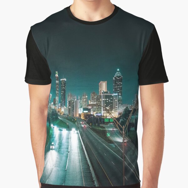 Atlanta Skyline At Night Graphic T Shirt