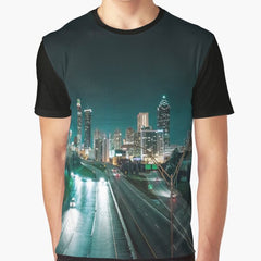 Atlanta Skyline At Night Graphic T Shirt