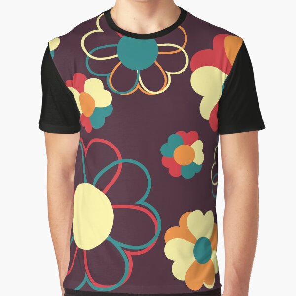 Sunny Eggplant Floral Pattern Graphic T-Shirt