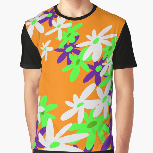 Stay Groovy Retro Flowers 90s Orange Graphic T-Shirt