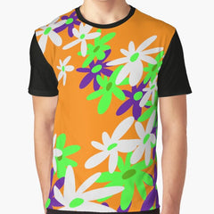 Stay Groovy Retro Flowers 90s Orange Graphic T-Shirt