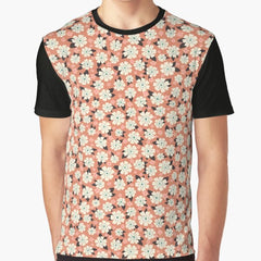 Soft Peach Retro Floral Pattern – Cream Seamless Design Graphic T-Shirt