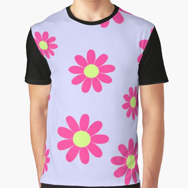 HOT PINK RETRO DAISY BACKGROUND WALLPAPER PATTERN Graphic T-Shirt