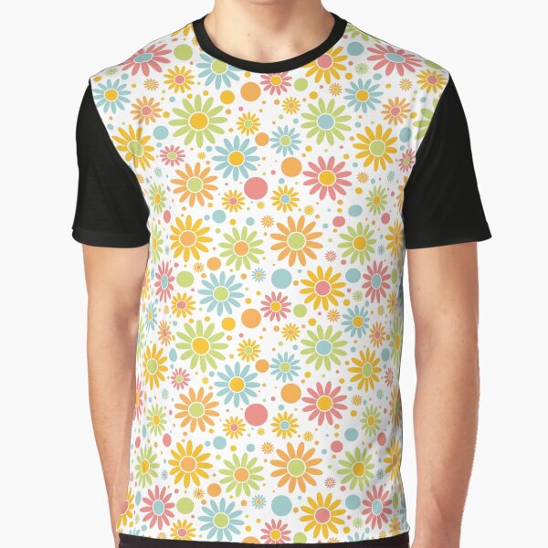 Retro cheerful groovy 70s flower pattern Graphic T-Shirt