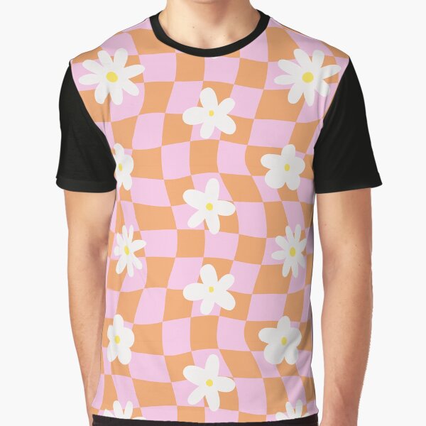 Retro checkerboard flower repeating pattern, 70s aesthetic, 70s colours Graphic T-Shirt