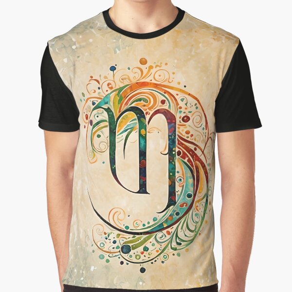 Colorful Virgo Zodiac Symbol Art Birthday Gift Graphic T-Shirt
