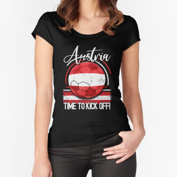 Austrian Football Time to Kick Off, Vintage Soccer Fitted Scoop T-Shirt