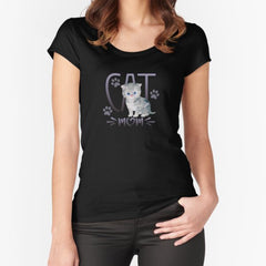 Kitten Cat Mom Lavender Fitted Scoop T-Shirt
