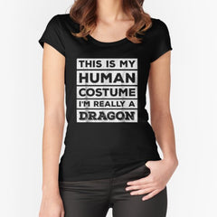 Human Costume Dragon Fire Breathing Beast Wings Fitted Scoop T-Shirt