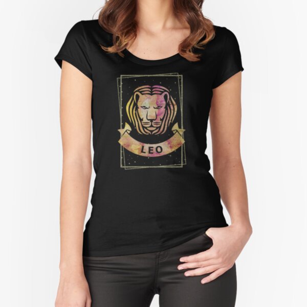 Watercolor Leo Zodiac Sign Fitted Scoop T-Shirt
