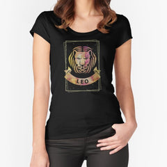 Watercolor Leo Zodiac Sign Fitted Scoop T-Shirt