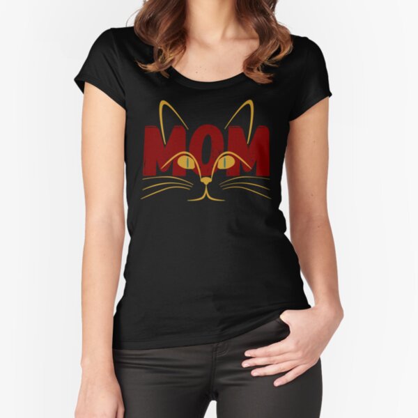 Cat Mom Red Fitted Scoop T-Shirt