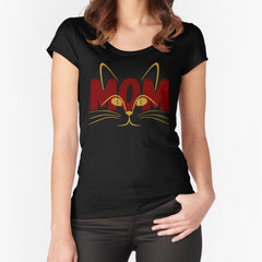 Cat Mom Red Fitted Scoop T-Shirt