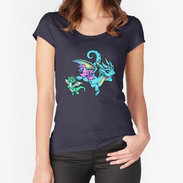 Rainbow Mama Dragon Fitted Scoop T Shirt