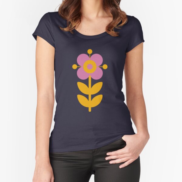 Retro Flower Fitted Scoop T-Shirt