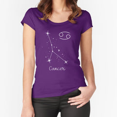 Cancer Zodiac Sign Constellation White Print Fitted Scoop T-Shirt