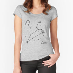 Leo Zodiac Sign Constellation Black Print Fitted Scoop T-Shirt