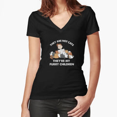 Funny Cat lover- Furry children! Fitted V-Neck T-Shirt