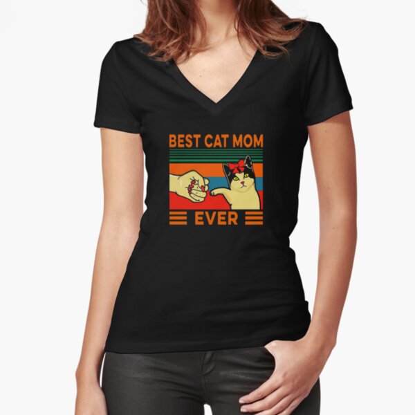 Cat mom fun cat paw kitty - matching family mother’s day Fitted V-Neck T-Shirt