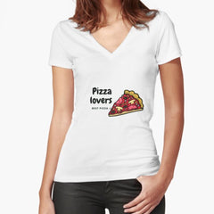 Pizza lovers design Fitted V-Neck T-Shirt