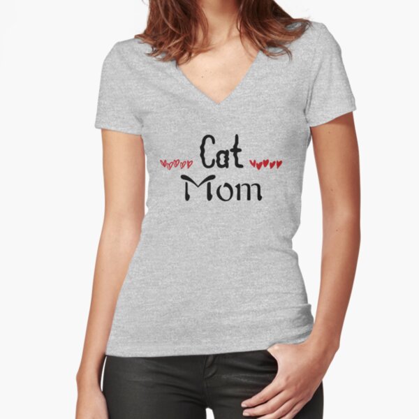 Cat Mom Fitted V-Neck T-Shirt