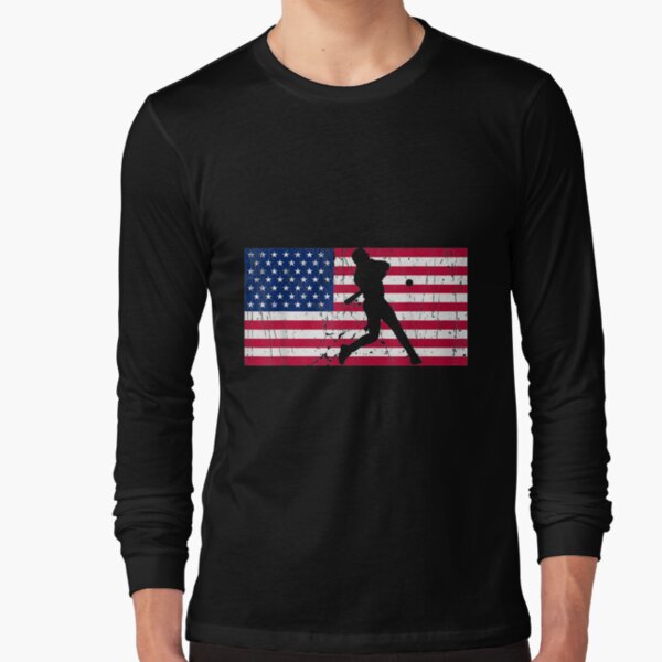 Baseball American Flag Apparel Long Sleeve T-Shirt