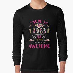 Flower Vintage September 1963 58th Birthday Years Old Long Sleeve T-Shirt