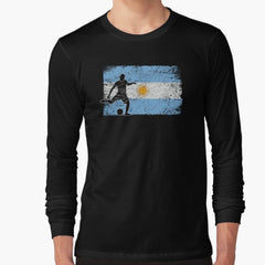 Argentina Flag Soccer Player Long Sleeve T-Shirt