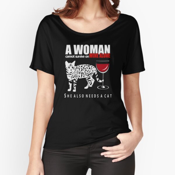 Bengal Cat and Wine | NickerStickers® on Redbubble Relaxed Fit T-Shirt