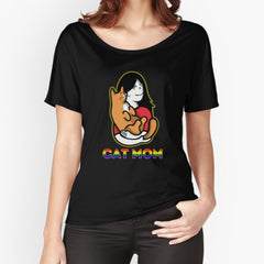 Cat Mom Pride Text Relaxed Fit T-Shirt